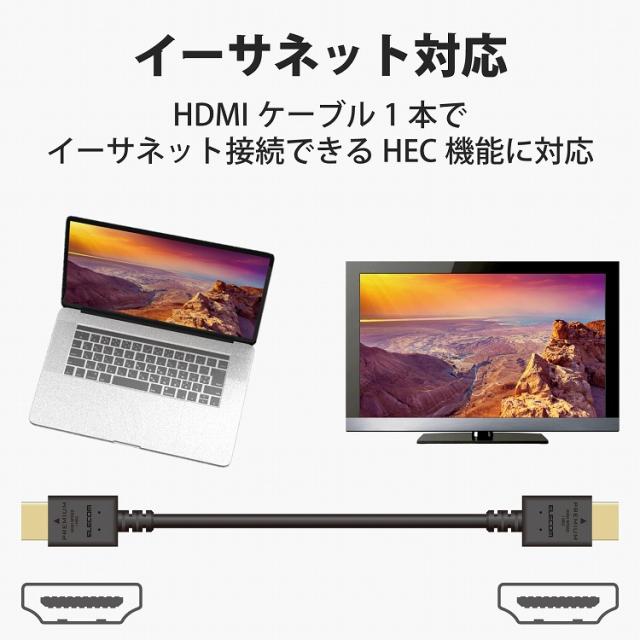 エレコム HDMIケーブル プレミアム 2m 4K対応 高速 ノイズ耐性 イーサネット対応ブラック CAC-HDPS20BK(代引不可)【送料無料】 HDMIケーブル