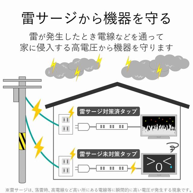 エレコム 工事・物件に最適な3ピン 熱に強い 雷ガード マグネット付 電源タップ 4個口 5m グレー T-WRMK3450LG/RS(代引不可)【送料無料】_4