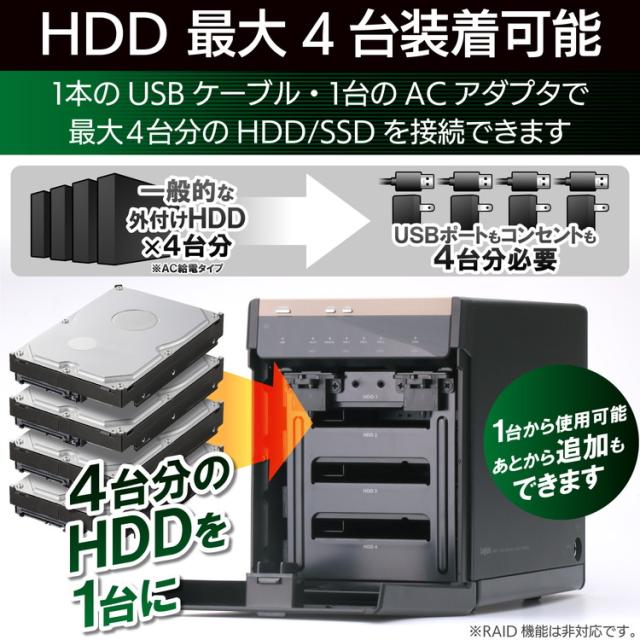 エレコム HDD / SSD ケース USB3.2 Gen2 14TB 4BAY 最大56TB 超高速 大容量 2.5インチ マウンタ付き LGB-4BNHUC(代引不可)【送料無料】