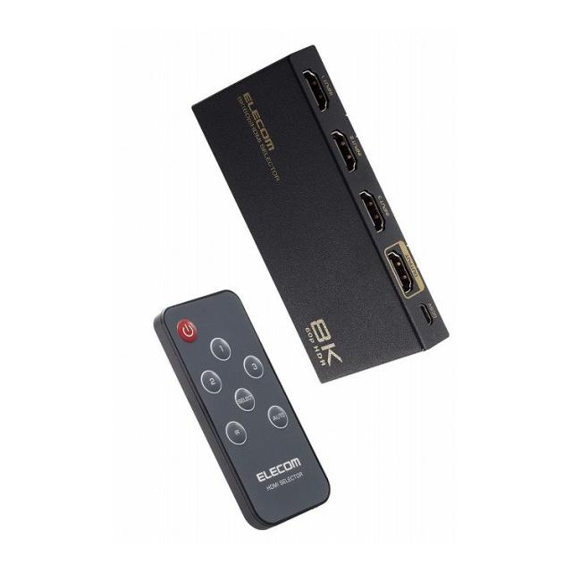 HDMI 切替器 3入力1出力 8K 60Hz 4K 120Hz HDMI2.1 手動 / 自動 切り替え器 リモコン付き セレクター ブラック DH-SW8KP31BK 代引不可