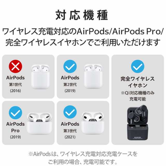 ワイヤレス充電器 Qi認証 5W 卓上 Airpods用トレー付き 置くだけ充電