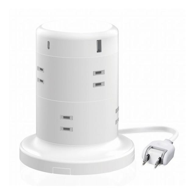 ELECOM 電源タップ コンセント×8個口 (USB-C×2 USB-A×3) 45W タワー型 ホワイト エレコム ECT-2120WH(代引不可)【送料無料】の通販は 9,540円
