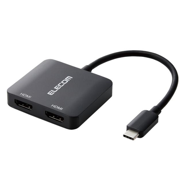 エレコム USB Type-C - HDMI 変換 USB-C プラグ to HDMIポート×2 12cm 4K 60Hz タイプC ポート搭載機器各種対応 3画面表示 ブラック ELECOM(代引不可)【送料無料】の通販は 10,463円