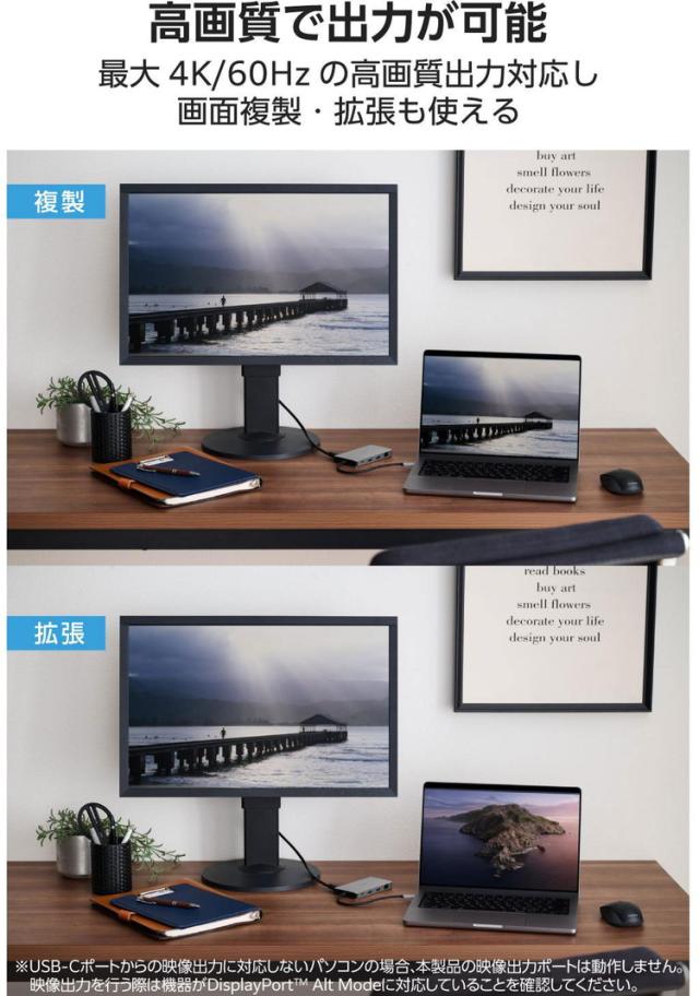 USB Type-C ドッキングステーション 9-in-1 4K HDMI LAN SD PD充電 MacBook Pro Air PC対応 シルバー DST-090BP1SV(代引不可)【送料無料】_6