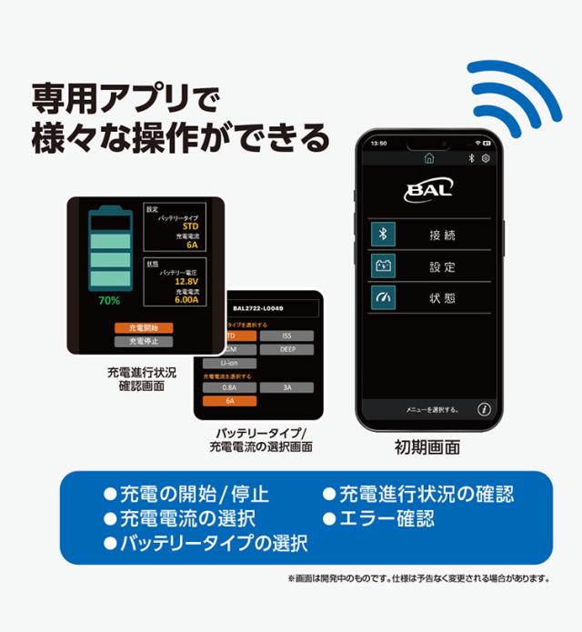 大橋産業 BAL コンパクトチャージャー 6A 2722 省スペース 手のひらサイズ スマホ操作 簡単充電 原付 オートバイ 軽乗用車 普通乗用車 農機 建設機械 小型船舶 過充電防止 保護機能 防水 防塵設計【送料無料】_2