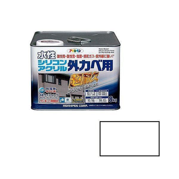 アサヒペン AP 水性シリコンアクリル外かべ用 8KG ホワイト【送料無料】