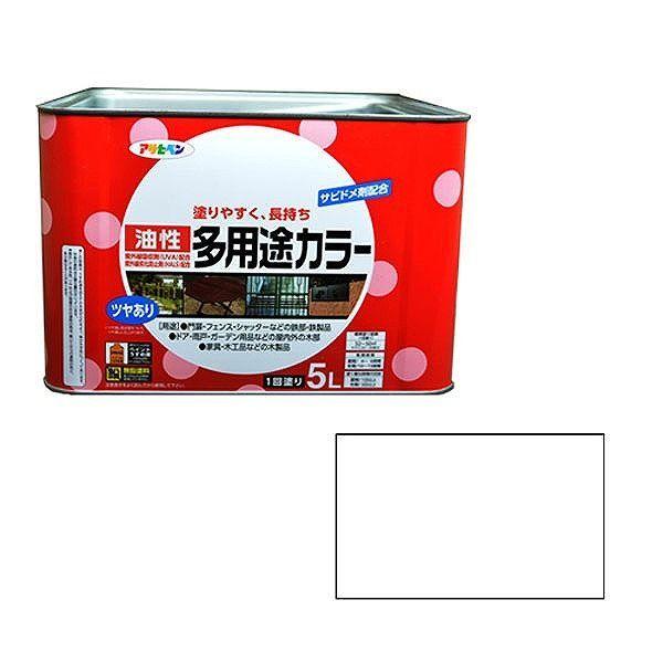 アサヒペン AP 油性多用途カラー 5L 白【送料無料】