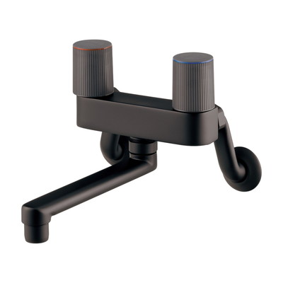 カクダイ 2ハンドル混合栓 マットブラック 128-003-D(代引不可)【送料無料】