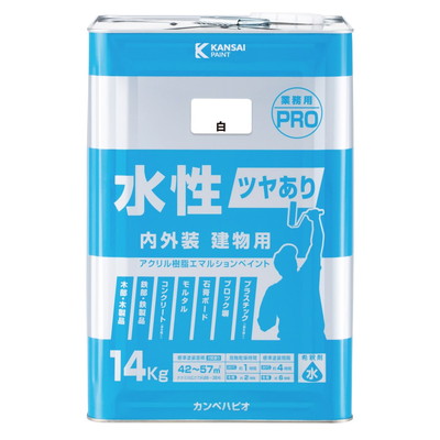 カンペハピオ 水性ツヤあり建物用PRO 白 14K #00447650013140(代引不可)【送料無料】