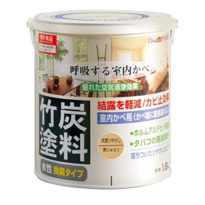 アトムサポート 水性竹炭塗料1.6L炭調黄ジュラク(代引不可)【送料無料】の通販は 5,440円