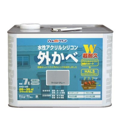 アトムサポート 水性アクリルシリコン外かべ用7Lマイルドグレー(代引不可)【送料無料】