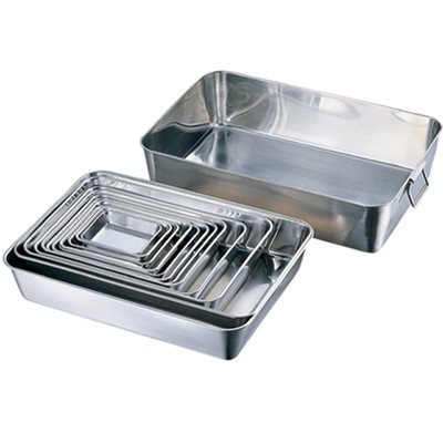 赤川器物製作所 18-8 角バット 2枚取 (取手付) #33002(代引不可)【送料無料】の通販は