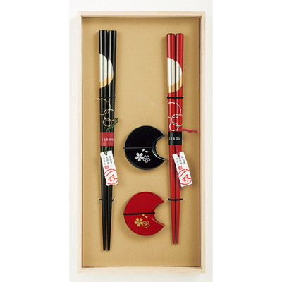 イシダ 一双 宵待月&箸置華桜2P 39121(代引不可)【送料無料】の通販は