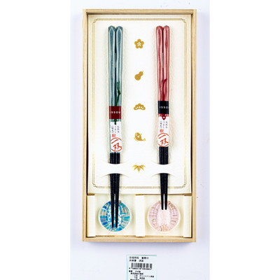 イシダ 一双 百福桐箱 箸置付夫婦箸 流彩 39396(代引不可)【送料無料】の通販は