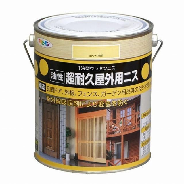 アサヒペン 超耐久屋外用ニス 1.8L (半ツヤ透明)(代引不可)【送料無料】