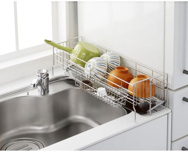 ヨシカワ 水切りラック 伸縮2段 奥行57