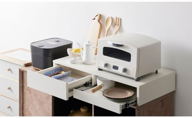 レンジ下スライドテーブル 引き出し付 ホワイトRDS-0280SL-WH RDS-0280SL-WH(代引不可)【送料無料】_3