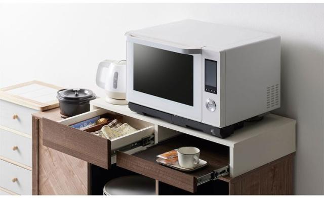 レンジ下スライドテーブル 引き出し付 ホワイト×ブラウンRDS-0280SL-WDB RDS-0280SL-WDB(代引不可)【送料無料】_3