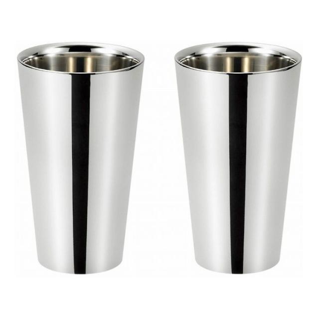 よこやま ステンレス二重タンブラー300ml(内面ハーフミラー仕上) 2P EJA-1200(代引不可)【送料無料】