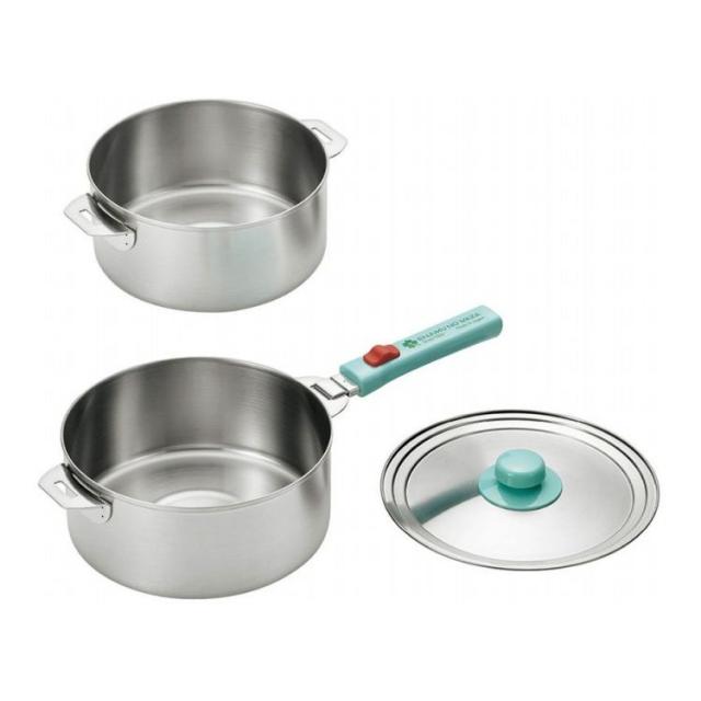 よこやま ステンレス鍋18cm&20cm・着脱ハンドル・兼用蓋付き EJQ-1000(代引不可)【送料無料】