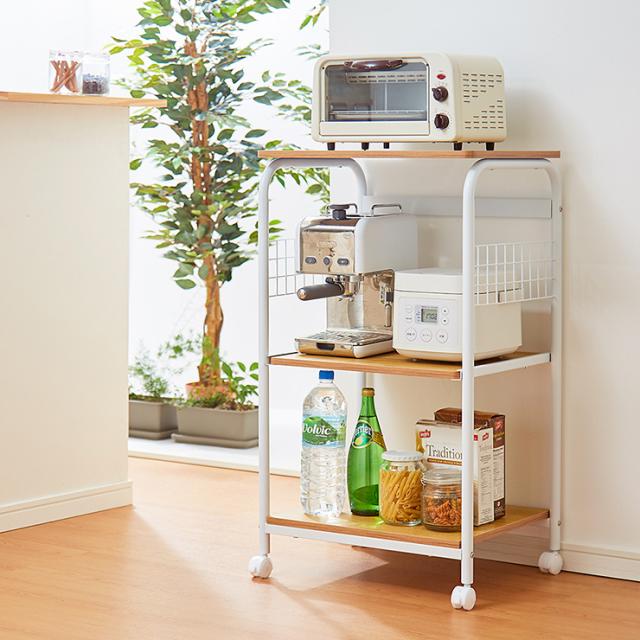 レンジワゴン 幅51.5cm 高さ89.5cm キャスター付き レンジ台 レンジボード レンジラック キッチンラック ラック キッチン収納(代引不可) の通販は