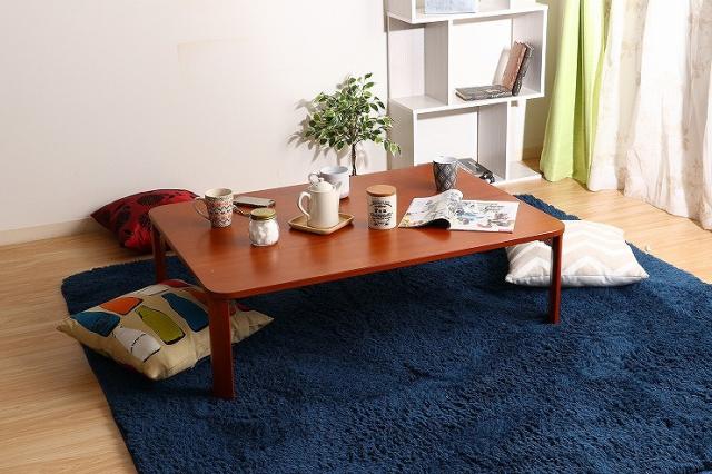 折脚ローテーブル W1050×D750×H320mm MDF(突板ラバーウッド) おしゃれ ブラウン(代引不可)【送料無料】_8