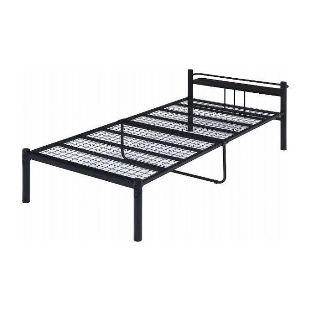 宮付 シングルベッド W1000×D2190×H635mm スチール MDF(PVC) おしゃれ ブラック(代引不可)【送料無料】の通販は