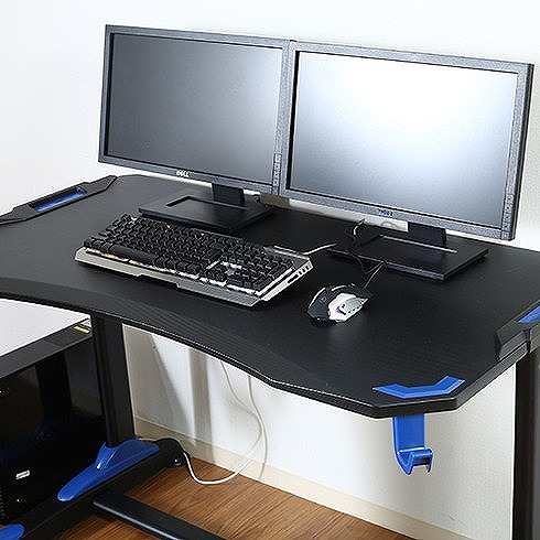 ゲーミングデスク GAMING DESK XeNO(ゼノ) イージー01 W1200×D650×H730mm PVCシート MDF 鉄 おしゃれ ブルー(代引不可)【送料無料】