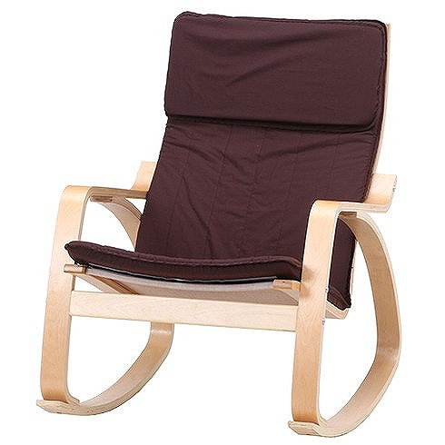 リラックスチェアー スリム ロッキングタイプ W670×D960×H900mm 480mm 綿35 ポリエステル65 樺材 おしゃれ ブラウン(代引不可)【送料無の通販は