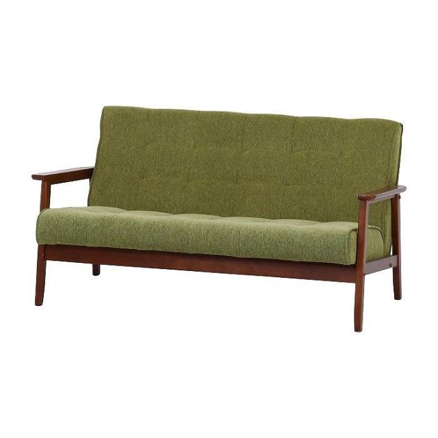 ファブリックソファー W1350×D730×H700mm 380mm ポリエステル ラバーウッド おしゃれ グリーン(代引不可)【送料無料】の通販は 55,000円