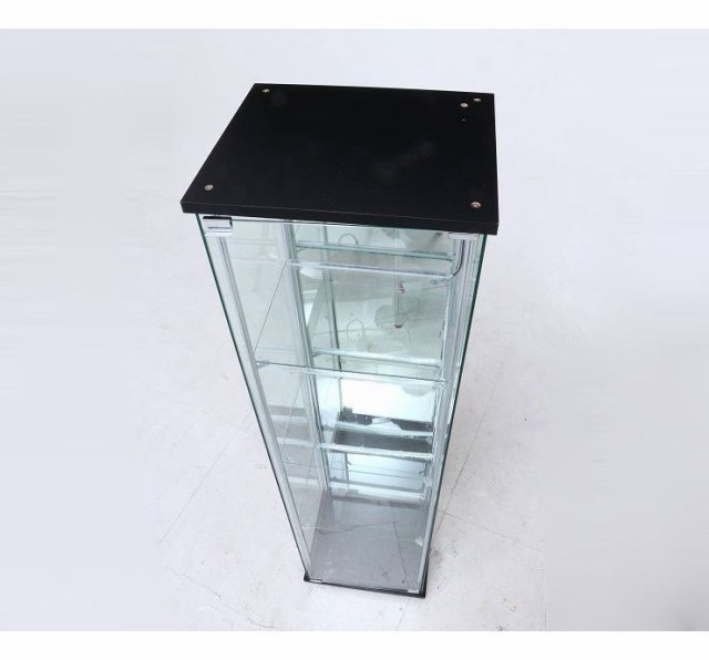 ガラスコレクションケース 4段(背面ミラー) LED ブラック 幅42.5cm