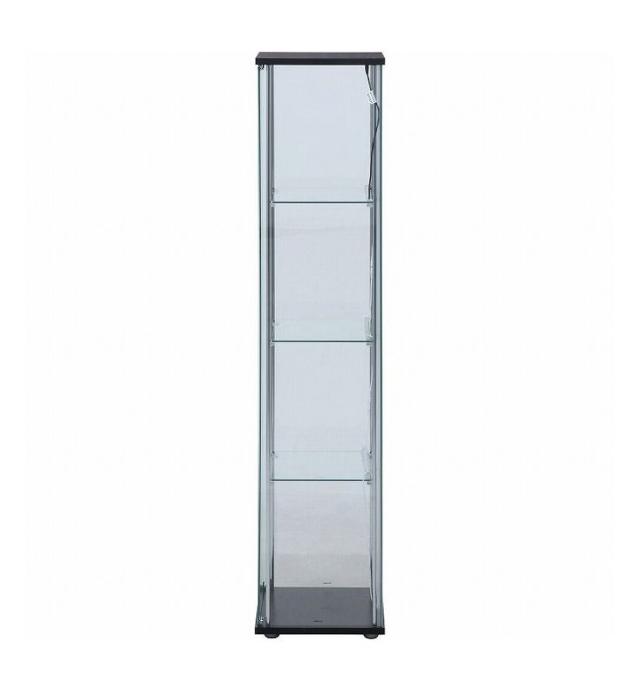 ガラスコレクションケース 4段(背面ミラー) LED ブラック 幅42.5cm 奥行36.5cm 高さ162cm(代引不可)【送料無料】_2