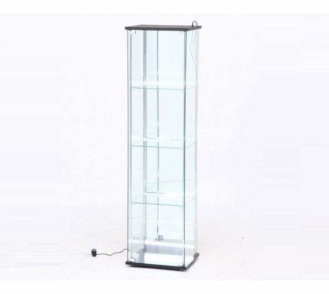 ガラスコレクションケース 4段(背面ミラー) LED ブラック 幅42.5cm