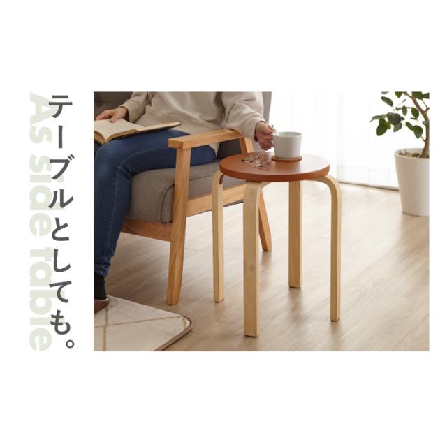 スツール 木製 同色6脚セット 曲脚イス シンプル ウッド リビング オフィス おしゃれ チェア 椅子 丸いす 丸椅子 丸イス スツール スタッキングチェアー イス いす_9