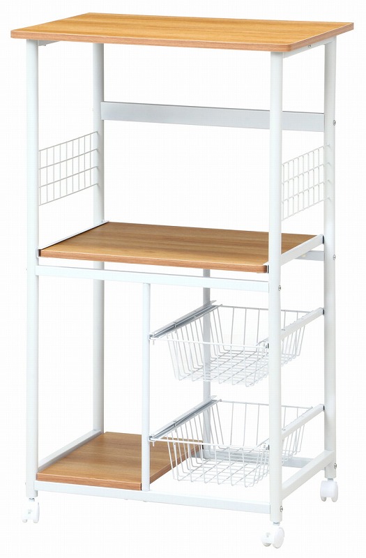 レンジワゴン 幅60×奥行46×高さ103.5cm 合成樹脂化粧パーティクルボード スチール(代引不可)【送料無料】の通販は