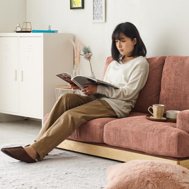 ソファ コーデュロイソファ 幅131cm 完成品 2p 2人掛け ロータイプ
