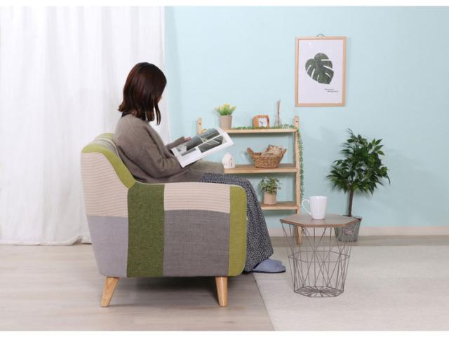 ソファ 2人掛け 幅134 パッチワーク おしゃれ 北欧 ファブリック カフェ ソファー sofa 二人掛け 2P ローソファ フロアソファ かわいい(代引不可)【送料無料】_10