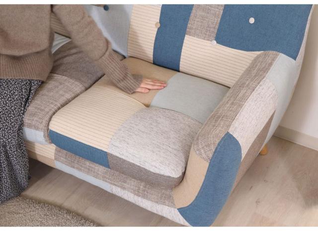 ソファ 2人掛け 幅134 パッチワーク おしゃれ 北欧 ファブリック カフェ ソファー sofa 二人掛け 2P ローソファ フロアソファ かわいい(代引不可)【送料無料】_12