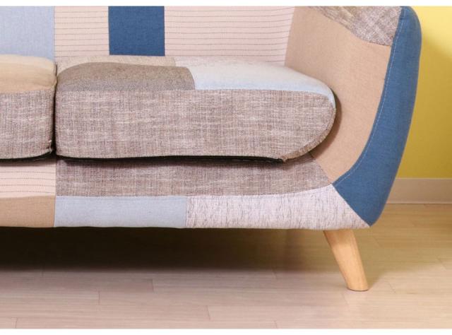 ソファ 2人掛け 幅134 パッチワーク おしゃれ 北欧 ファブリック カフェ ソファー sofa 二人掛け 2P ローソファ フロアソファ かわいい(代引不可)【送料無料】_14
