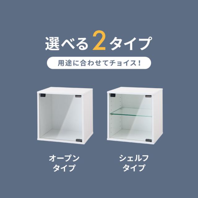 ガラス扉のコレクションボックス ガラスキューブボックス コレクションケース ガラス扉 横開き