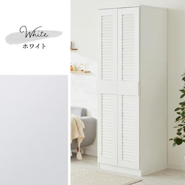 クローゼット ワードローブ ルーバー 幅60 奥行53 収納 ハンガー 棚 2段 衣服 アウター 収納 箪笥 タンス おしゃれ 北欧 大容量 オーク ホワイト 木製 木目 リビング 収納棚【送料無料】_12