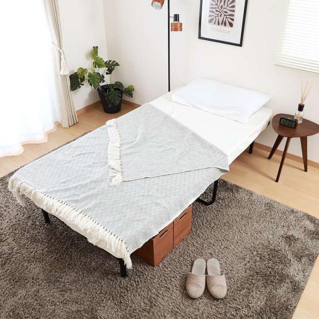 折りたたみパイプベッド 工具不要 easy BK GY ベッド 寝具 パイプベッド 折りたたみ ベッド 寝室(代引不可)【送料無料】_3