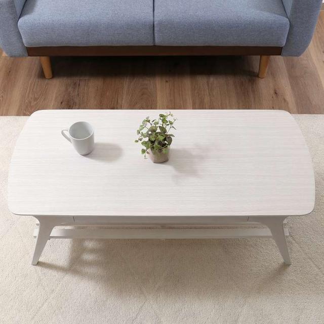 引出し付きセンターテーブル WH ローテーブル 引き出し 棚付き