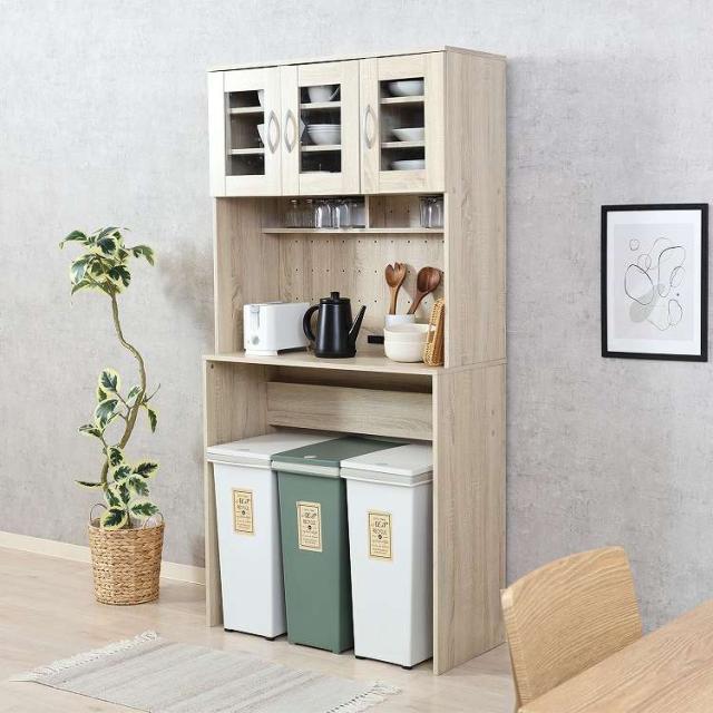 ゴミ箱上キャビネット 90幅 オーク オークWH(代引不可)【送料無料】 