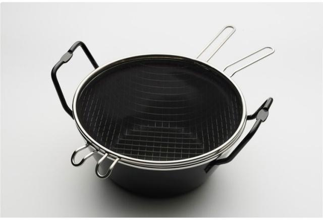 燕三条日本製ラバーゼ揚げ鍋22cm 3点セット 油はね防止ネット 揚げカゴ