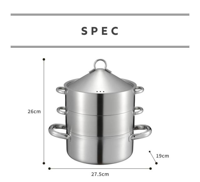 日本製 燕三条 お手入れ簡単! ステンレス3段蒸し器 18cm ガス火・IH