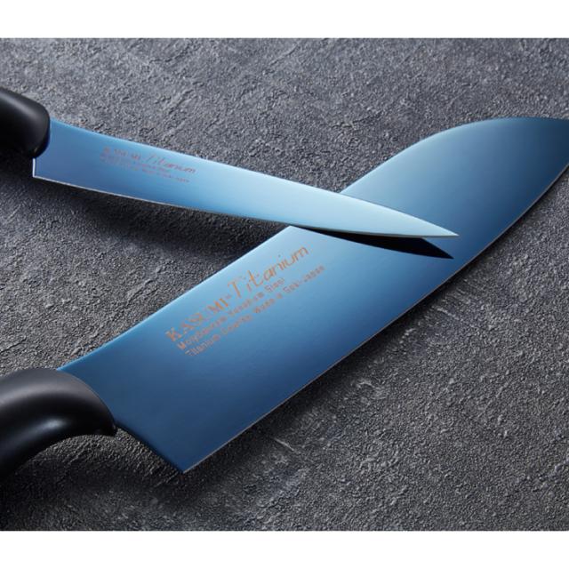 スミカマ 日本製 霞 KASUMI チタニウム 三徳包丁 18cm 青い包丁 関の