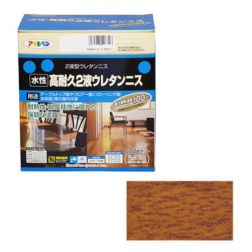 アサヒペン 水性高耐久2液ウレタンニス 600Gセット-Gオーク【送料無料】