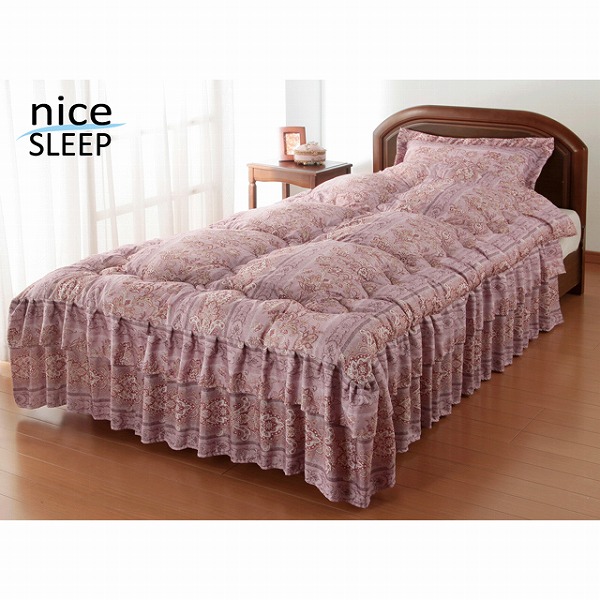 シルク混 ダブルフリルベッド 布団 ダブル 同柄枕カバー付き 抗菌・防臭加工 同柄枕カバー付き(代引不可)【送料無料】の通販は 8,633円