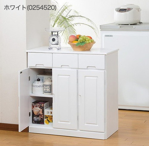 キッチンワゴン 天然木カウンターワゴン 3枚扉 天然木 ワゴン キッチン